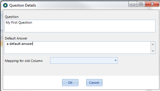 Each Question Type has it's own details screen, with an option to set a default answer