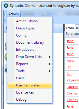 Select User Templates