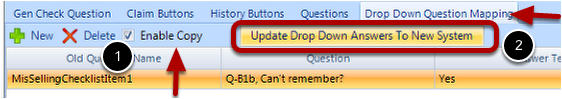In the Drop Down QUestions Mapping Tab you can copy the check box answers across to the drop down answers