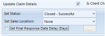 In the action type details window the \"Set Final Response Date Delay (Days)\" option is grayed out
