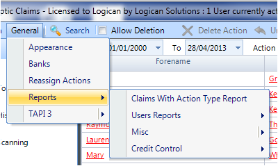 The Reports are no displayed in the General Menu