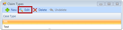Choose a Claim Type and click on the Edit button