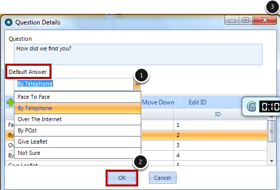 Select the default answer