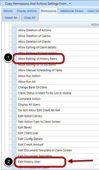 Open the Permissions tab in a user
