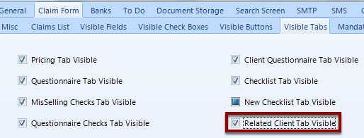 Tick Related Client Tab Visible