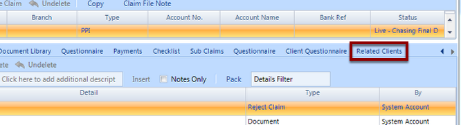 Select the Related Clients Tab