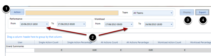 Select an Action and choose a Date Range