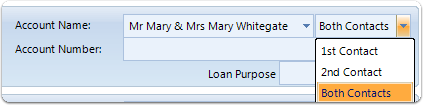 An additional drop down is displayed next to the Account Name drop down list