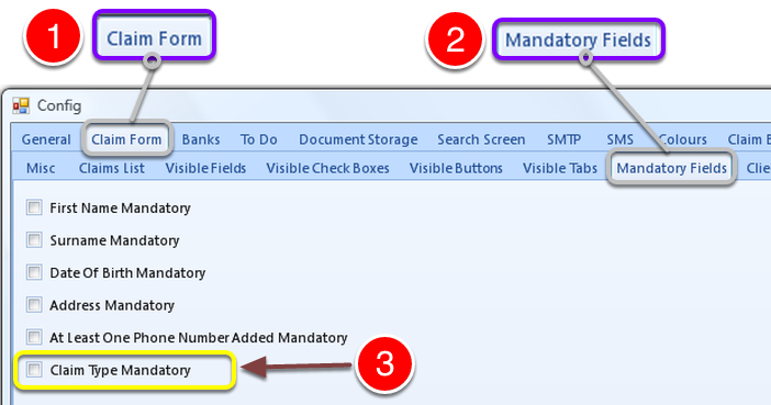 Open Mandatory Fields Window