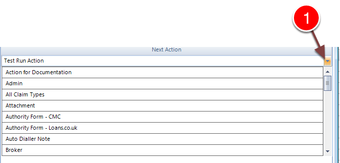 Select the required Action