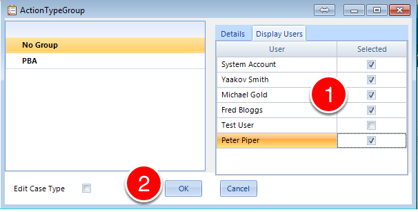 Select the Users that should be able to see this Action Group