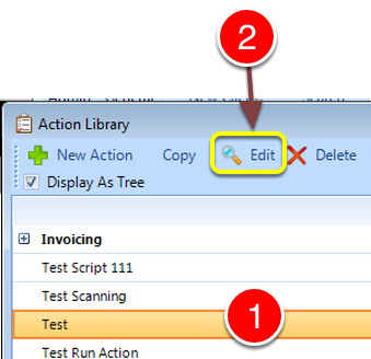 Select the required Action