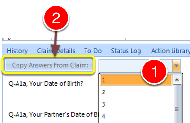 Select a Claim from the Drop down list