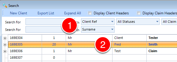 Select the Client