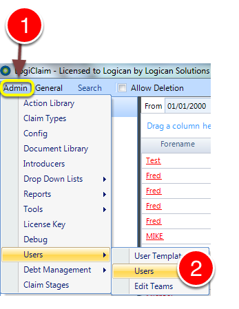 Open the Users window
