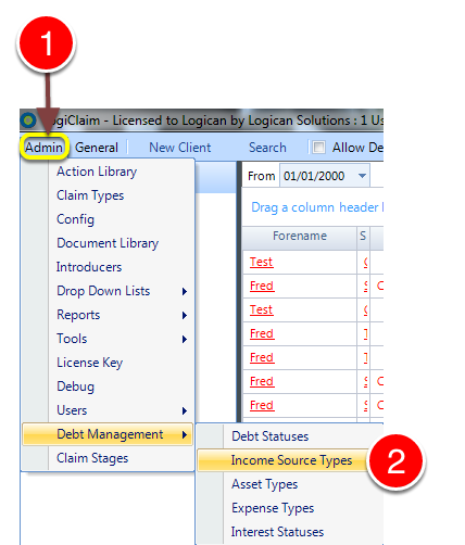 Open the Income Source Types window