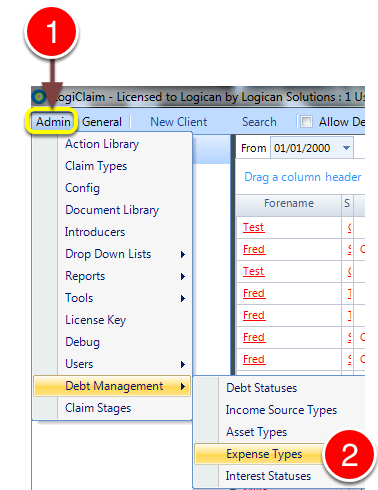 Open the Expense Types window