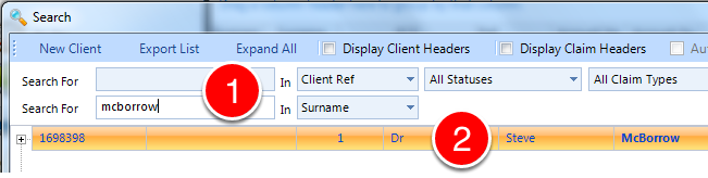 Select a client