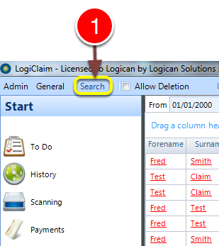 Open the Search window