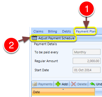 Open the Adjust Payment Scheduler window