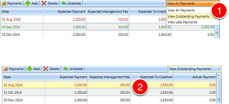 Adjust to only show Outstanding Payments