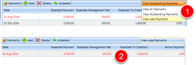 Adjust to only show Late Payments