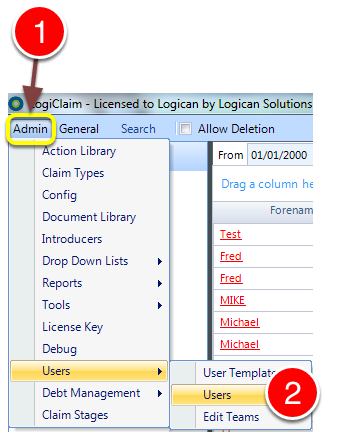 Open the Users window