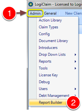 Select the Report Builder from the Menu