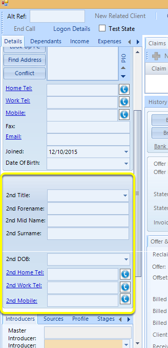 Claim Form with Second Person Group Visible Ticked