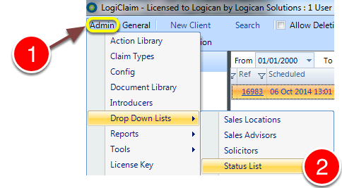 Open the \&nbsp;Status List Menu