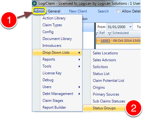 Open the Status Group menu