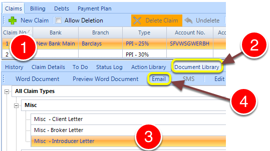Open the client's Email window