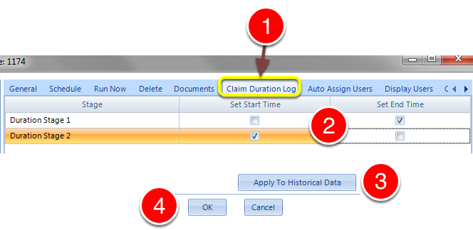 Set the required action against the Claim Duration Stage