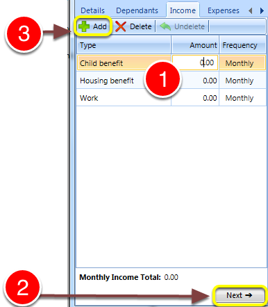 Add Income Sources