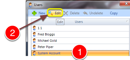 Select the User to edit