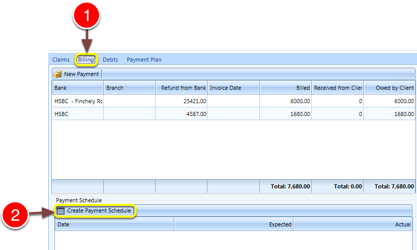 Open the Payment Schedule Details window