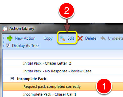 Select the required Action
