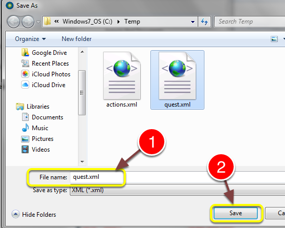 Give the export a file name