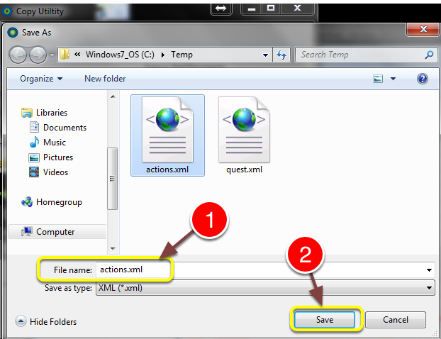 Give the export a file name