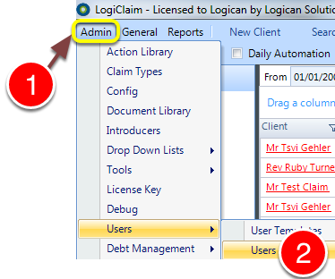 Open the Users window