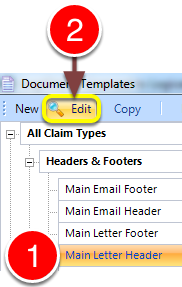 Open the required default Header window