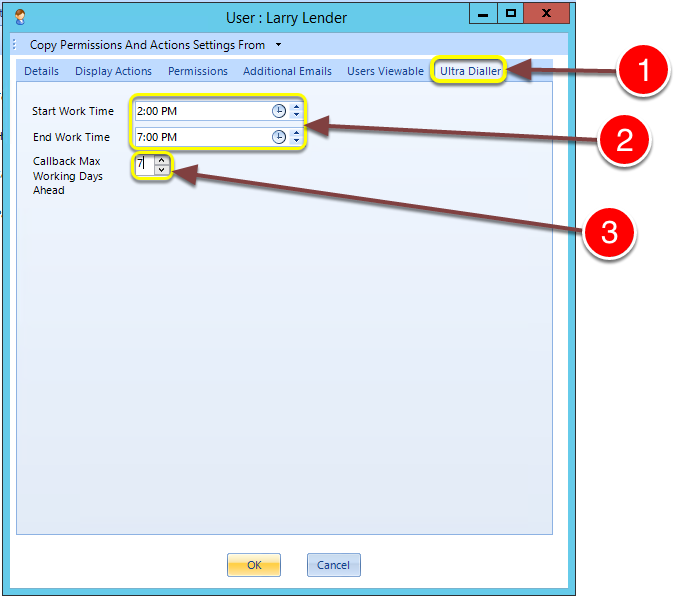 Set User's Call-Back Options