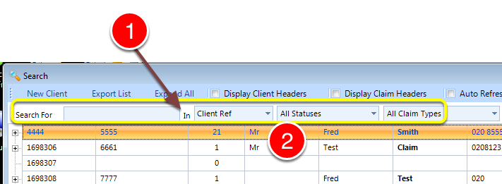 Select the Client