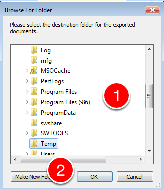 Select the Folder to Export the Data to