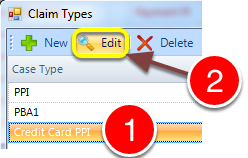 Open the Claim Type Set Up Window