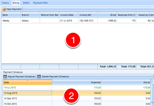 The Billing tab