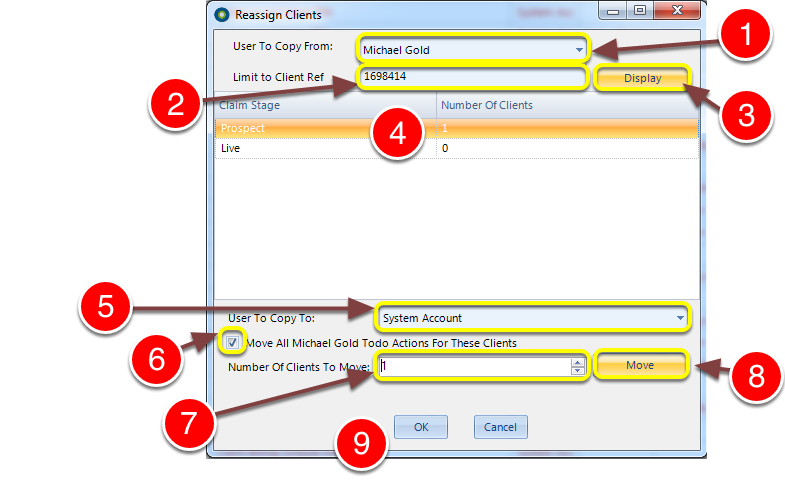 Reassign the client and ToDos