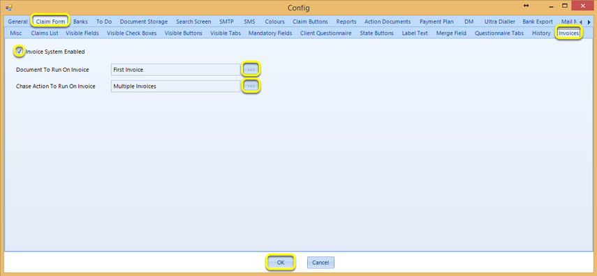 Invoice Tab Configuration