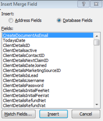 Select the Required Field from the List