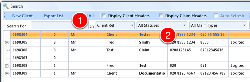 Select the Client